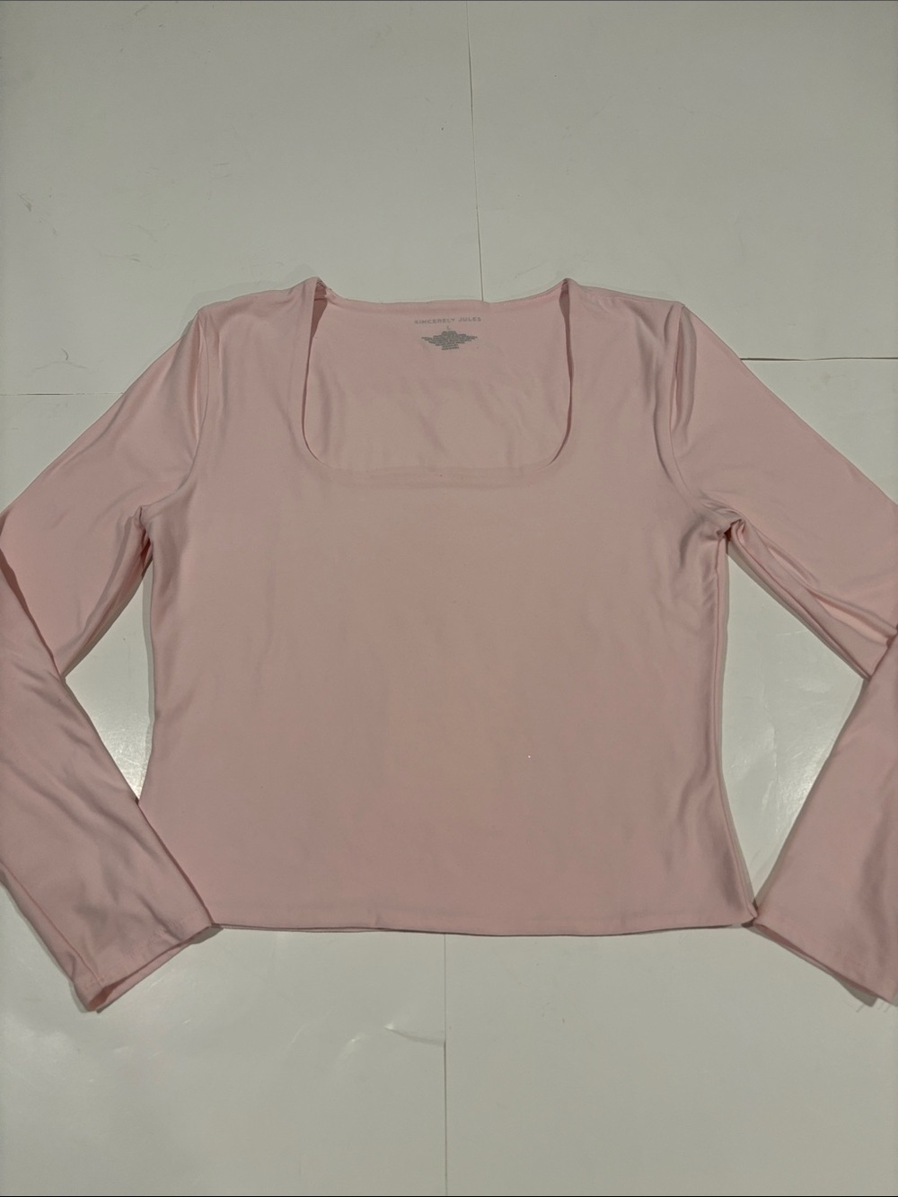 Sincerely Jules women’s light pink square neck long sleeve top size large